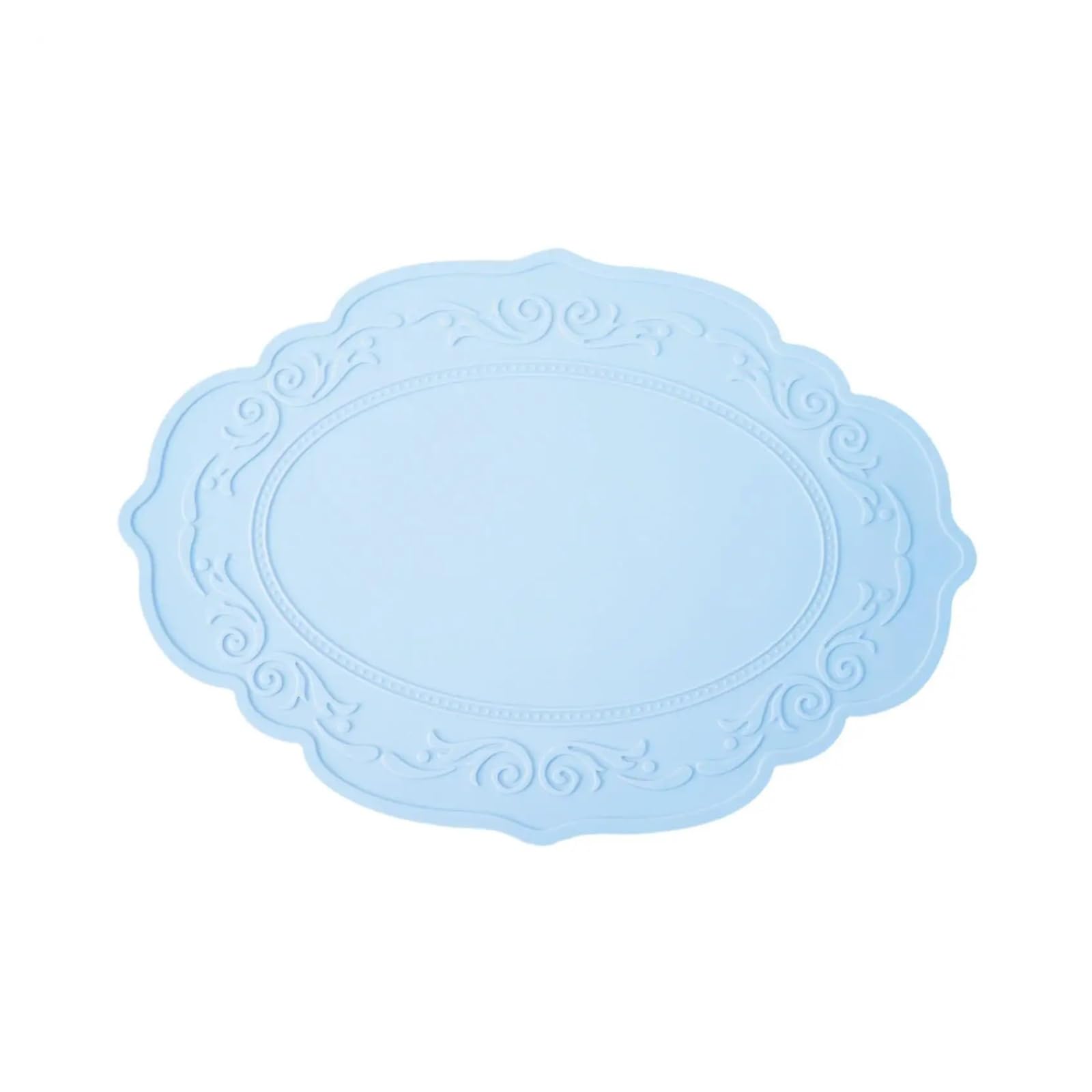 Oval Dining Table Table Mat Placemat for Dining Table Heat Insulation Mat Silicone Placemat for Barbecue(Blue)