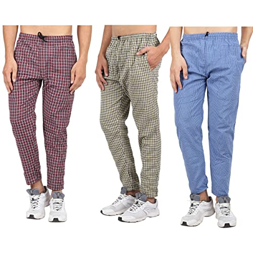 Image of Checkered Regular Lounge Pant Pyjama for Men Pack of 3