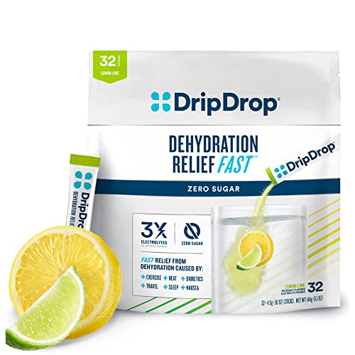 DripDrop Hydration - Zero Sugar Electrolyte Powder Packets - Lemon Lime - 32 Count