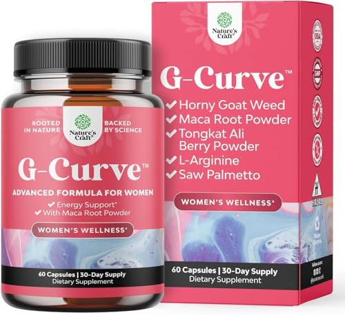 G-Curve Butt and Breast Growth Capsules - Horny Goat Weed Muira Puama & Maca Root for Butt Growth Support - Advanced Herbal Formula - Supports Bigger Butt & Bigger Breast - Easy to Swallow - 60 Count