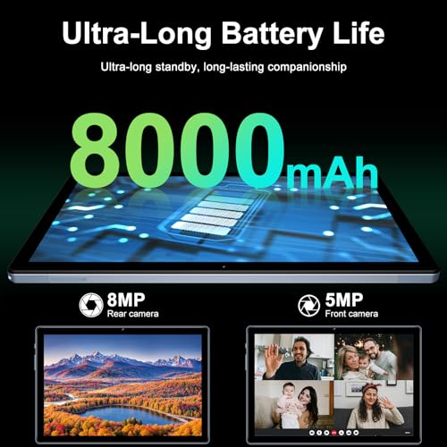 Image of JUSYEA Tablet Android Tablets 10 inch, 128GB ROM Octa-Core (2TB TF) | WiFi 5G | FHD | BT5.0 | GPS | 8000mAh | 8+5MP | Metal Body, Tablet with Keyboard, Mouse-Gray