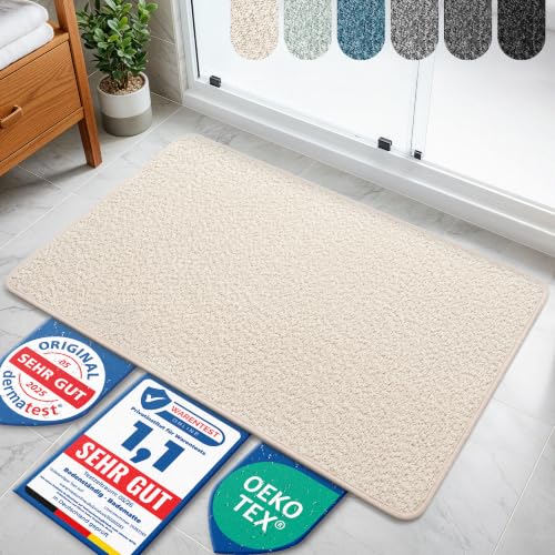 Bodenständig Badematte Beige rutschfest & Waschbar Saugstarke Badezimmerteppich Hygienischer Duschvorleger Badvorleger rutschfest waschbar 40x60 cm schnelltrocknend