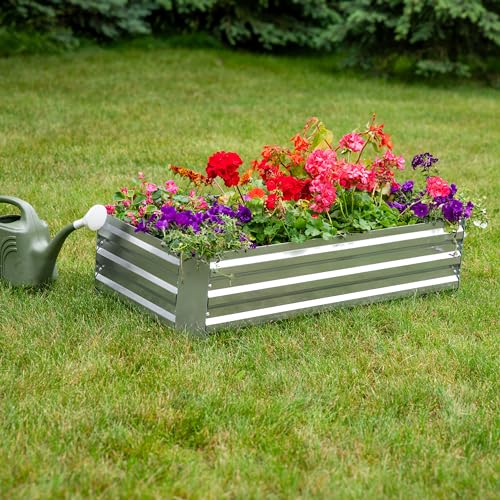 Sunnydaze NPH-588 4 X 2 Ft Galvanized Steel Rectangular Raised Garden Bed thumb #5