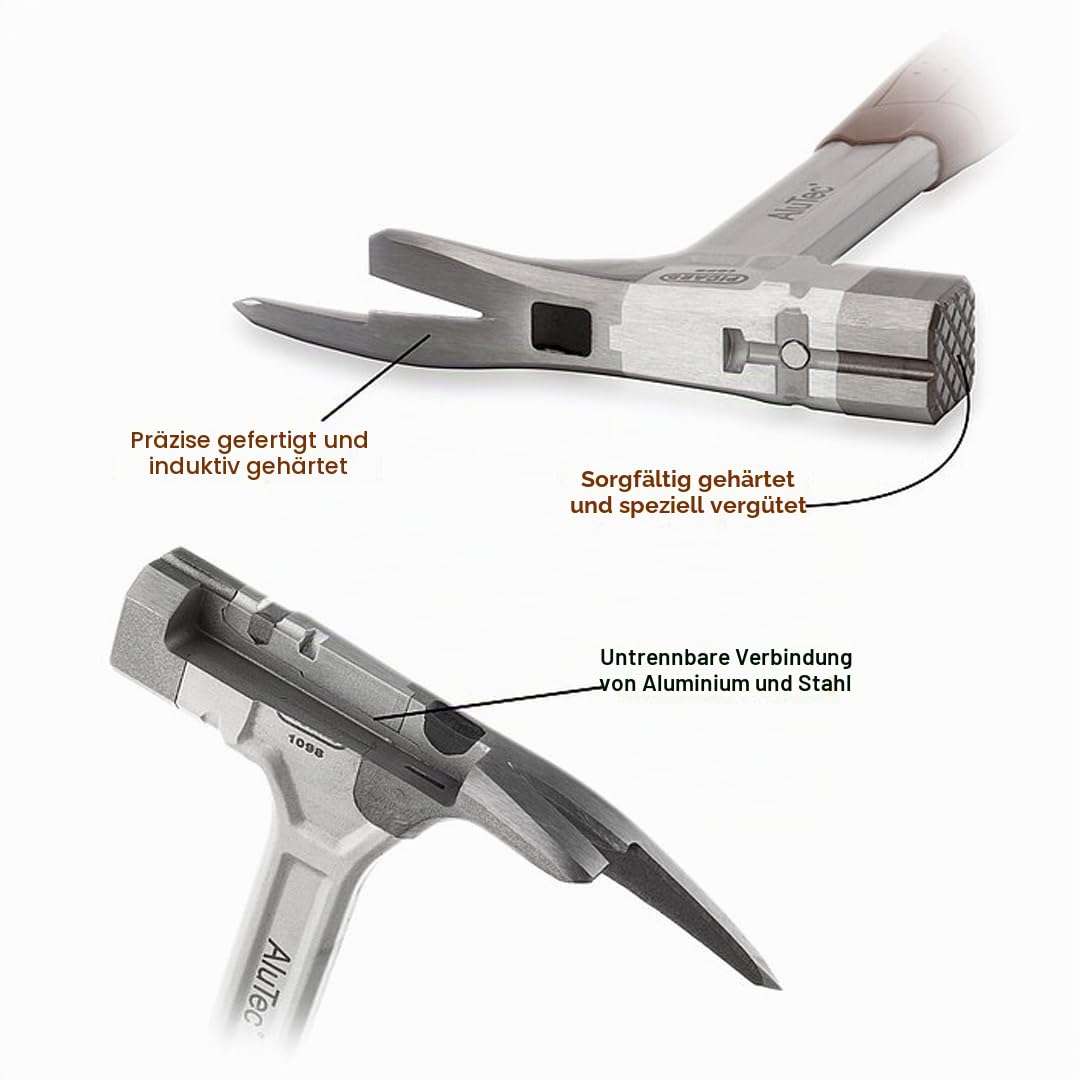 PICARD Latthammer AluTec Nr. 1098 geraut | Robustes Aluminium-Stahl Hybrid | Ergonomischer 2K Griff | Magnetischer Nagelhalter | VPA-zertifiziert | 750g mit Stiel | Made in Germany seit 1857