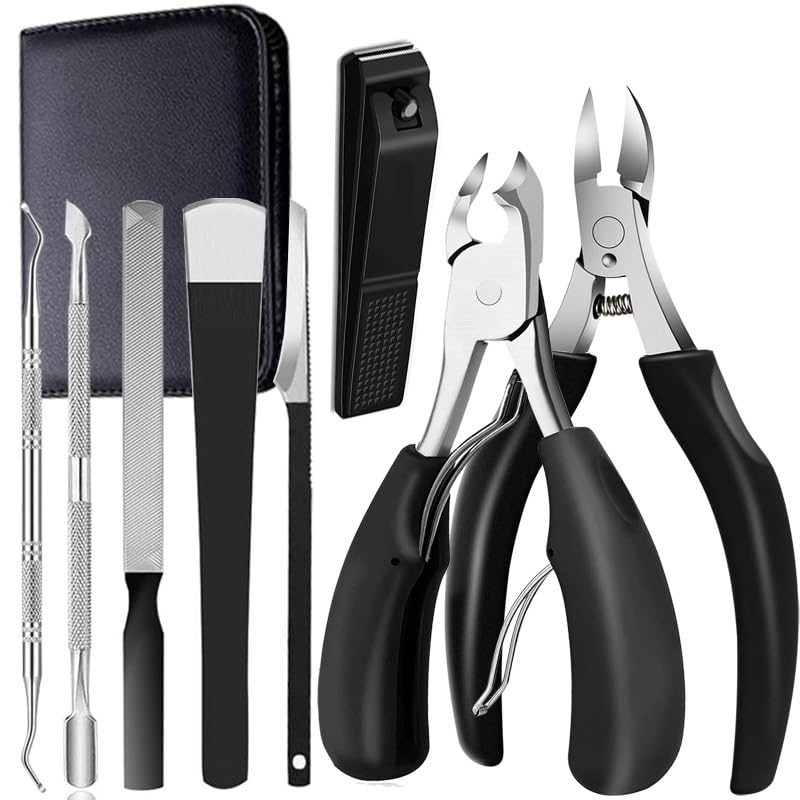 Kit de herramientas de uñas encarnadas de 12 piezas, cortaúñas para adultos y personas mayores, cortaúñas grandes para tratamiento de uñas