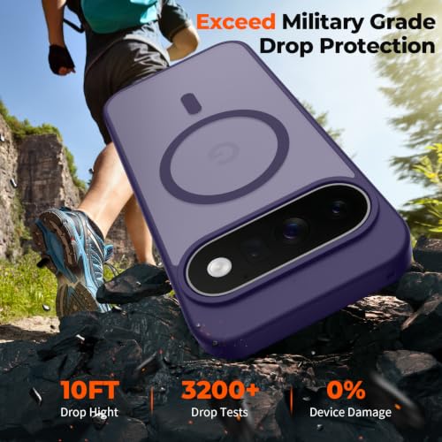 Image of SUPFINE Magnetic for Google Pixel 11 Case - Dark Purple | With Screen Protector,Translucent Matte,Built-in Magnets,Military Grade Drop Protection,Shockproof Phone Cover