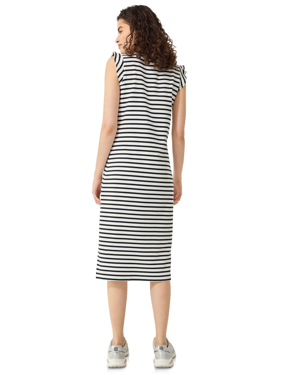 Street One Studio Damen 1409403 Midi-Kleid mit Rundhals und Streifen (1er Pack)
