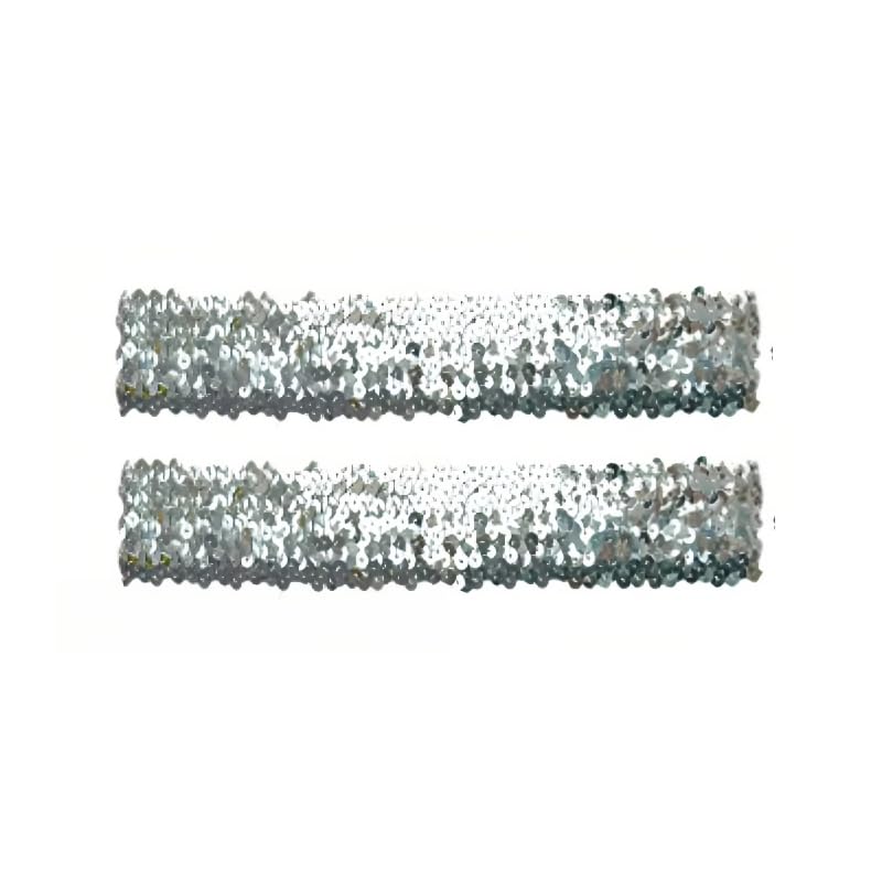 2PCS Sliver Sequin Headbands 5CM Wide lastic Sparkly Headband Glitter Sport Headband For Adult