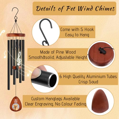 Image of Personalized Pet Memorial Wind Chimes - Dog Memorial Gifts for Loss of Dog,Dogs Remembrance Bereavement Gift,Custom Pet Loss Sympathy Gifts in Memory of Dogs Cats (Design 2)