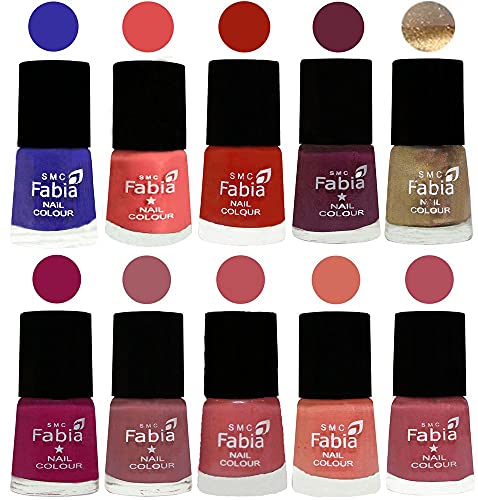 Image of ALL IN ONE (PACK OF 10), Long Lasting Glossy Nail Polish, 6 ml Each, All Vibrant Colours,01771