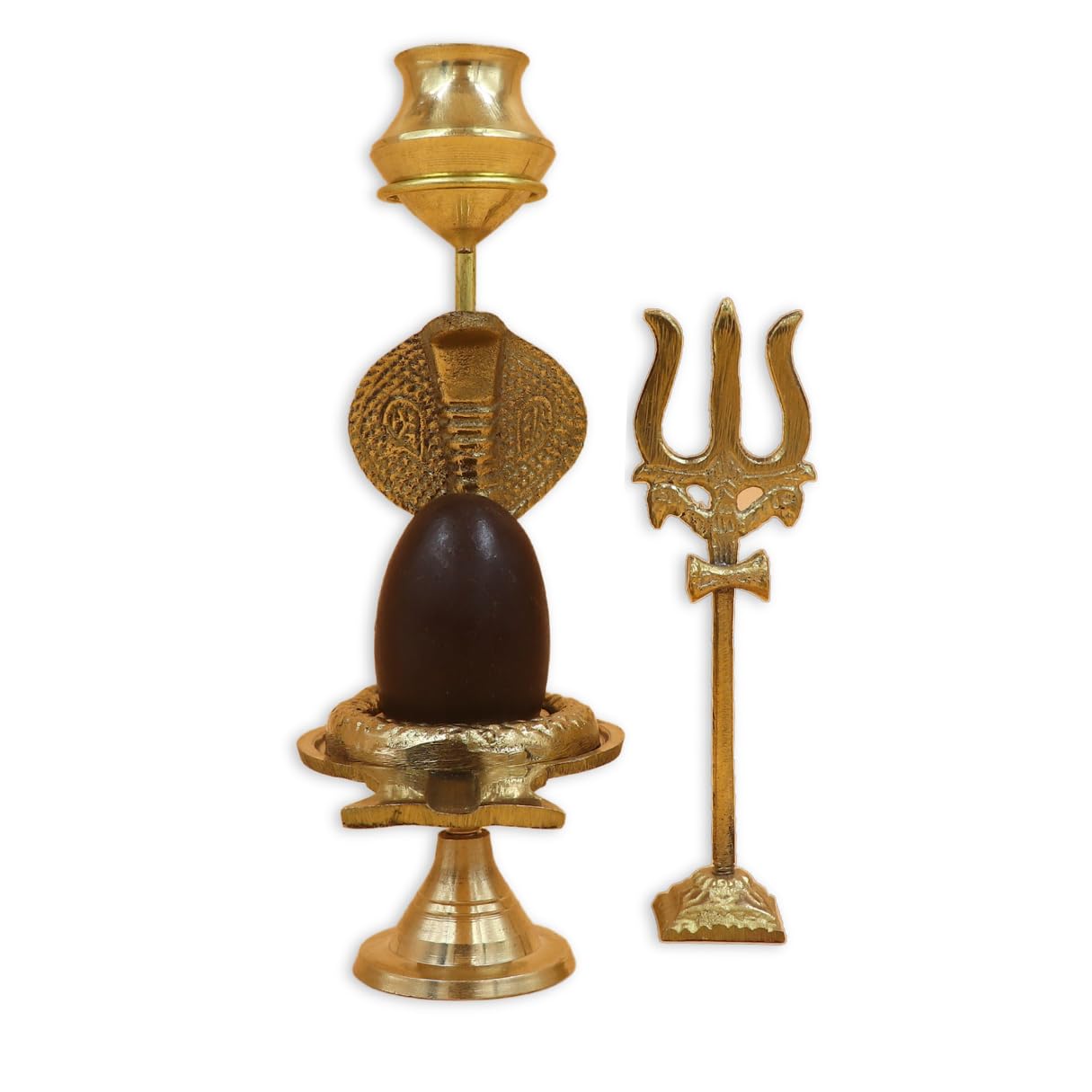 Shivoham Narmadeshwar Religious Shivling Brass Set - Height 15cm (for Home Puja)