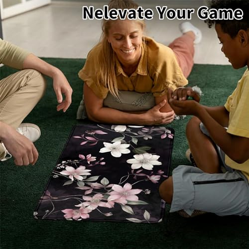 Image of Card Mat for MTG & TCG Playmat,White and Pink Flower