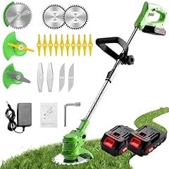 Gompuy Decespugliatore a Batteria, Decespugliatore Con Lama in Metallo Decespugliatore Elettrico Con 2 Batterie da 21V 2000 mAh, Tagliabordi a Batteria, Adatto a Prati Di Medie Dimensioni