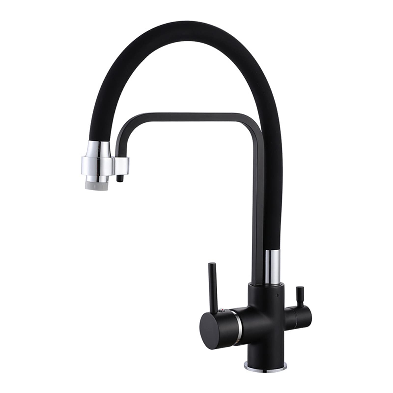 WDSOPK Way for Filter System, Taps Swivel Hot and Cold Water in 1 Kitchen Sink Tap-Black Faucet (Cromo A)