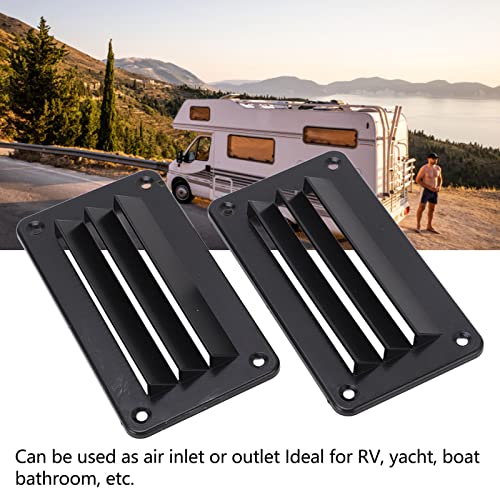 RV Air Vent Louver, 2pcs RV Air Vent Louver Professional Bathroom Office Ventilation Outlet Grille Louver for Boat Yacht Home (Black) - Image 4