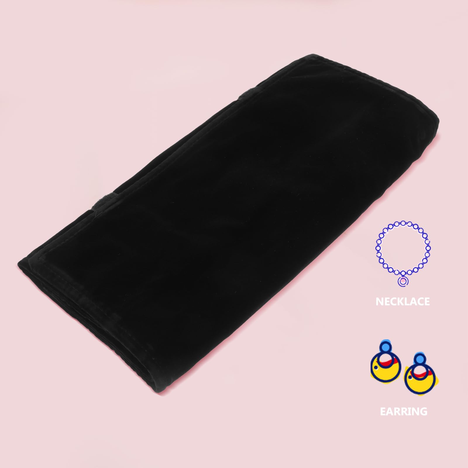 YARNOW Faltbare Schmuckrolle Reiseschmuck Rolltasche Faltbare Halskette Organizer Rolle Flanell Schmuck Aufbewahrungstasche für Halsketten Armb?nder Ohrringe Schwarz Schmuck Veranstalter Box