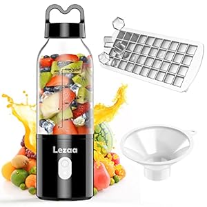 Portable Blender, Blender for Shakes and Smoothies, Personal Blender, USB Rechargeable 14 Oz Mini Blender With for Traveling, Outdoor, Gym, Office(Black)