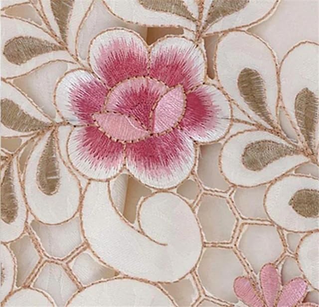 Image of MONKDECOR Floral Cutwork Design Dining Table Runner (Size-15x70 Inches) - Satin EMB-03