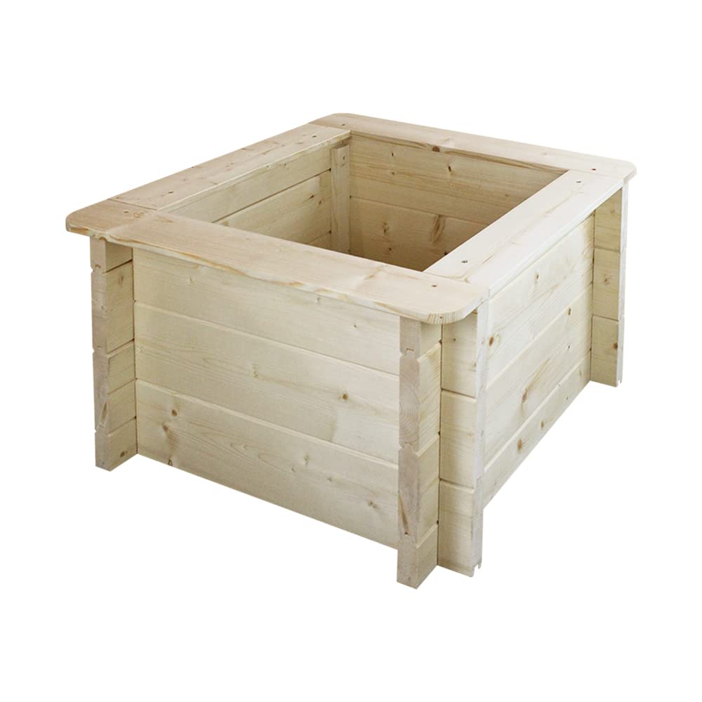 TIMBELA Carre Potager Exterieur Bois - Jardinieres Exterieur pour Jardin, Balcon, Terrasse – pour Fleurs, Herbes aromatiques, Légumes- Bois Massif pin/épicéa 28 mm, 58x58xH35 cm, M616