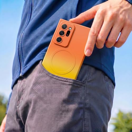 Image of amazon basics Gradient Mag-Safe Case for Samsung Galaxy Note 20 Ultra | Soft Silicone Shockproof Cover with Camera Protection | Slim Lightweight Design | Smooth Touch & Durable - Orange & Yellow