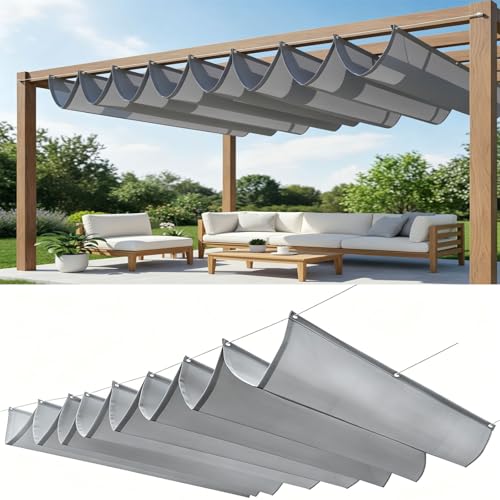 Voile d'ombrage rétractable anti-UV avec toit télescopique gris résistant