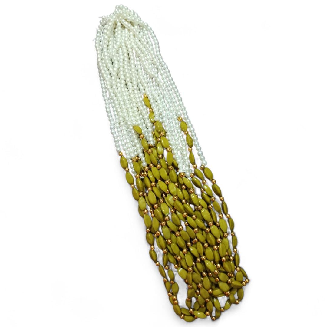 sweksha creations artificial elaichi milni mala haar for barat swagat, guest welcome, moti mala, medium size, pack of 10
