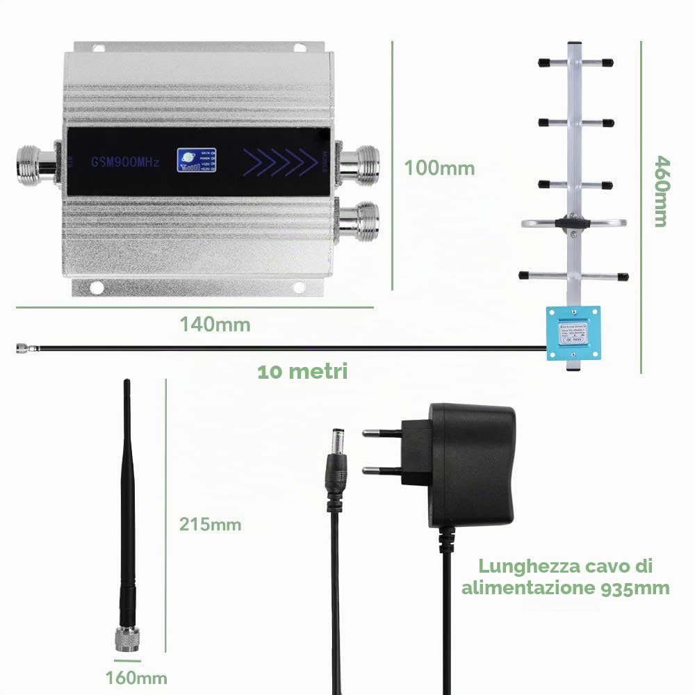 Irfora LCD GSM900 Amplificatore di segnale del telefono cellulare a doppia estremità Amplificatore di segnale del ripetitore del segnale del telefono cellulare con Antenna Yagi