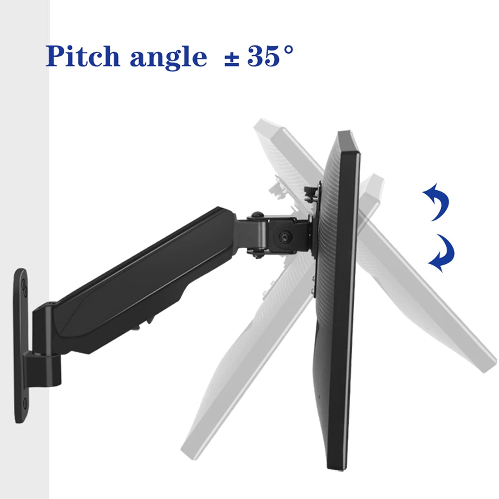 Support de bureau pour moniteur Support de moniteur simple noir, support mural for moniteur, bras de support de moniteur à ressort à gaz réglable de 17 à 32 pouces, peut contenir jusqu'à 17,6 lb Suppo