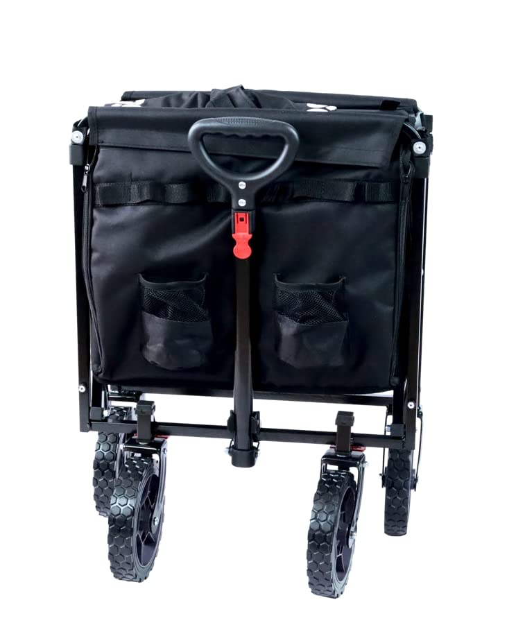 FROSAL Bollerwagen Bruno schwarz faltbar | Transportwagen für Hunde mit leichtem Einstieg