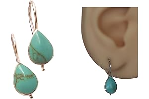MiYa Jewelry Creations 925 Sterling Silver Pear Shape 8x11mm Turquoise Gemstone Earrings