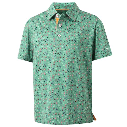 Reviews de Ropa de Rugby para Niño comprados en linea. 42 M MAELREG - Camisa polo de manga corta para niños, ajuste seco, elástico, con estampado divertido, casual, con cuello, para niños, Rugby verde, 14-16 Años