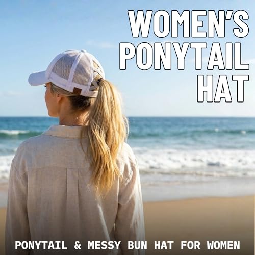 Image of Funky Junque Womens Baseball Cap Dad Hat Ponytail Messy Bun Trucker Ponycap