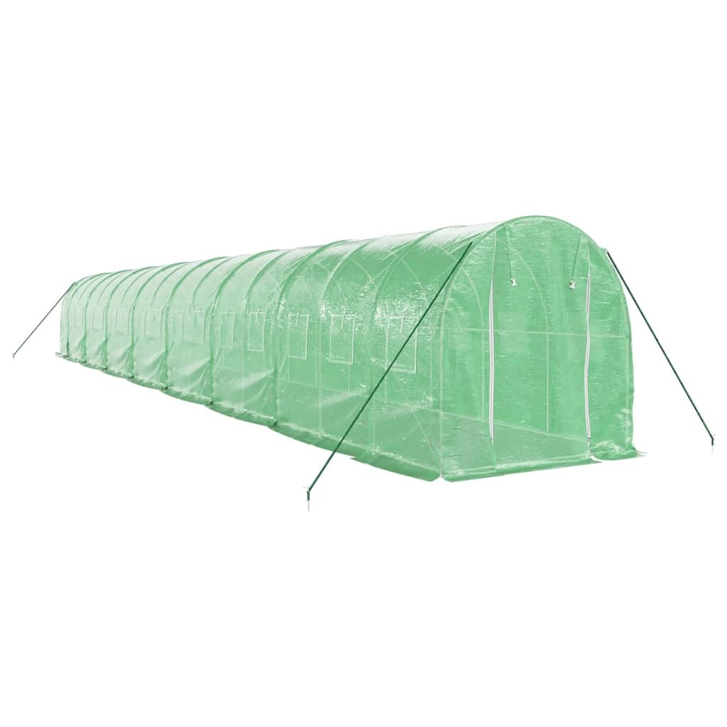 Invernadero de 16 x 2 x 2 m, 32 m², con marco de acero y cubierta de polietileno, verde, túnel de aluminio, invernadero para verduras y tomates, ventilación para cultivo e invernada