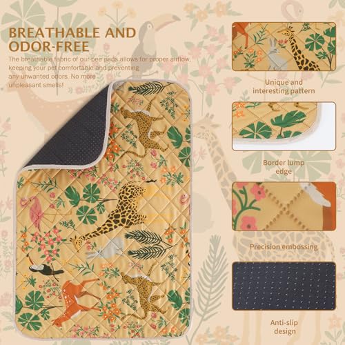 Image of IEUUMLER Washable Pee Pads for Dogs, 2 Pack Forest Pattern Reusable Waterproof Puppy Pads, Non-Slip Super Absorbent Dog Training Pad for Playpen Crate Bed EU013 Earth Yellow Jungle, 30x20