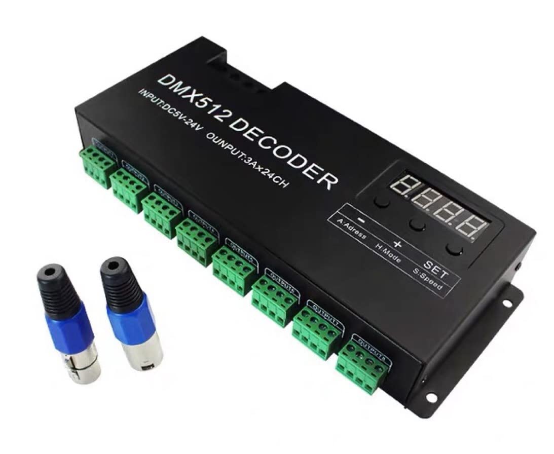 Eyes.sys 24 DMX Decoder Light Controller Digital Display DMX512 LED Controller for Light Strip DJ Light Dimmer Party Disco Pub Night Club KTV Bar
