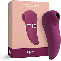 Go Vibe Mia Sugador de Clitóris e Vibrador 12,3cm x 5,5cm 7 Intensidades 2 Motores em Silicone Recarregável A Sós Estimulador Feminino Roxo Pequeno Portátil