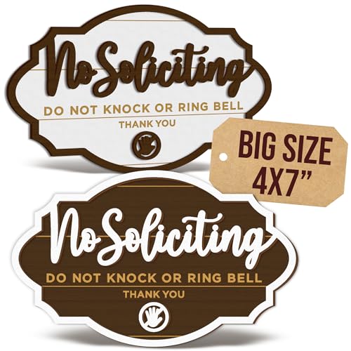 Image of Woodamore No Soliciting Sign For House Door - 2 Pack Do Not Knock Or Ring Doorbell Signs For Front Door Hanging, No Soliciting Signs For Home, No Solicitors Sign For Office