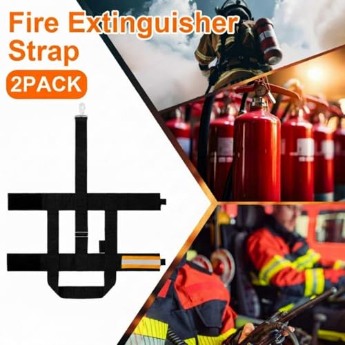 Image of Shyyween 2 Pcs Adjustable Fire Extinguisher Carrying Strap with Reflective Firefighter Gear Water Can Extinguisher Strap High-strength Nylon Webbing with Metal Buckle for Fire Safety (Orange)
