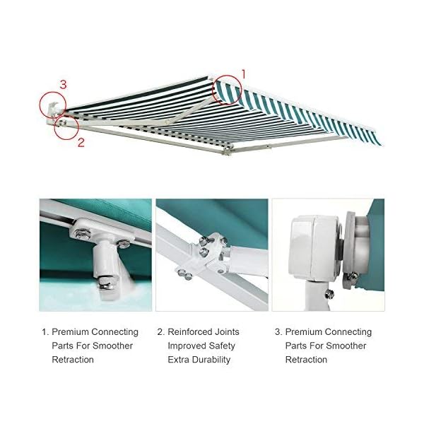   Diensweek-12x10-Patio-Awning-Retractable-Fully-Assembled-Manual-Commercial-Grade-Quality-100-280G-Ployester-Window-Door-Sunshade-Shelter-Deck-Canopy-Balcony-P100-Series-GreenWhite-Stripes