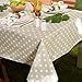 DII Vinyl Tabletop Collection Flannel Backed Polka Dot Tablecloth, Rectangle, 60x102, Natural