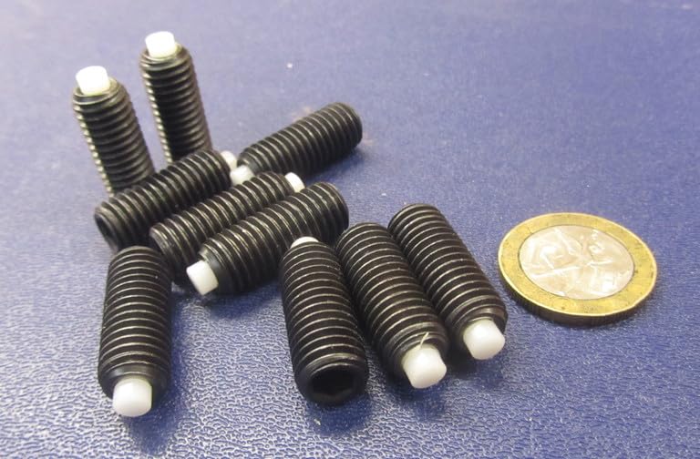 Black Oxide Steel Nylon Tip Metric Set Screw M10 × 1.5 mm x 25 mm Thread Length 10 pcs