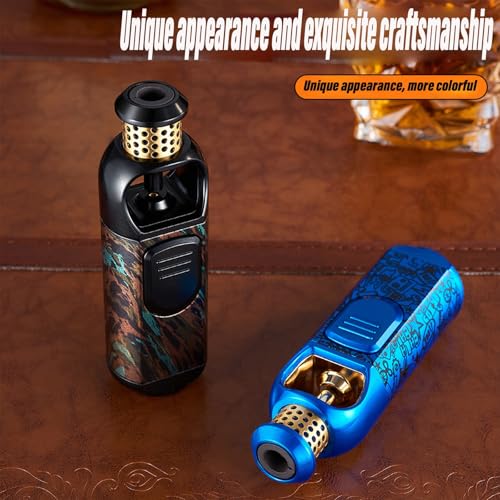 Encendedor portátil metálico a butano, llama azul, negro miniatura 5