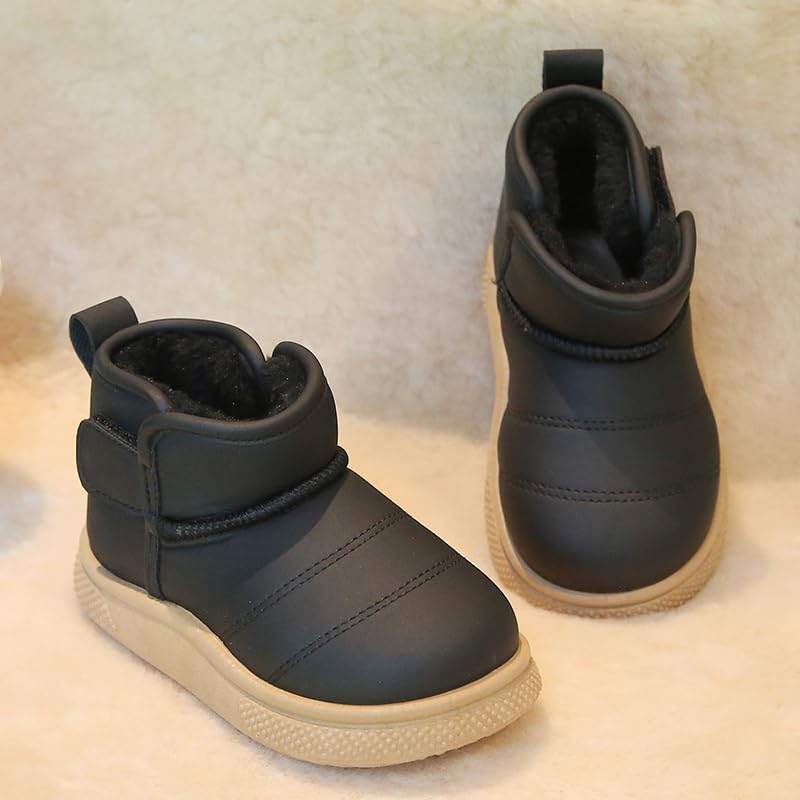 Toddler Winter Snow Boots, Fur Lined Ankle Boots, Slip-on Style, Beige2