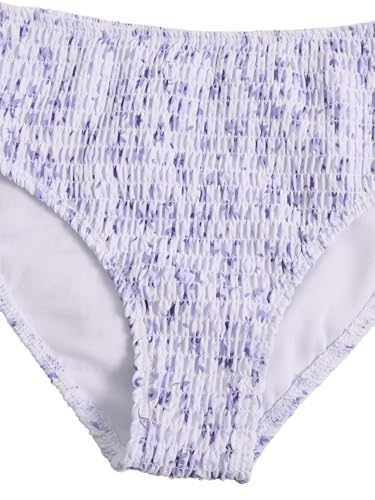 Image of RoseSeek Girl's Tie Dye Smocked 2 Piece Swimwear Sets Backless Halter Bikini Cute Brief Bathing Suit