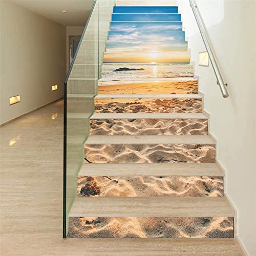 Pegatinas de escalera efecto océano 3d para decorar pasillos oscuros y escalones de chalets 3