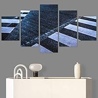 SIGNWIN 5 Panel Canvas Wall Art Modern Art Abstract Closeup Colorful Cool Geometric Minimalist Mixed Media Multicolor Patterns for Home Decorations Ready to Hang - 60