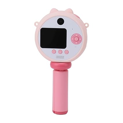 Kids Selfie Camera, 48MP Children HD Digital Cameras 8X Zoom with Stand for Outdoor (Pink)