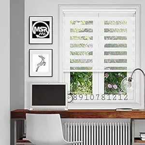 MSR 116 Zebra Polyester Blinds/Curtains and Shades for Home Furnishing(Balcony,Kitchen,Bedroom,Bathroom etc) White (4 ft(W)*4 ft(H))