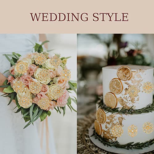 36 Pieces Wedding Bouquet Brooches for Women Fashion, Rhinestone Bulk Flower Brooch Pins for Crafts2