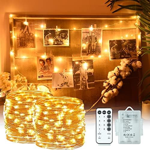 Running Bulls 2Pack Fairy Lights Battery Operated, Christmas String Lights 8 Mode 10 Meters 100 LEDs Timer Fairy Lights with Remote Control for Bedroom Party Wedding Decoration  (Warm White)